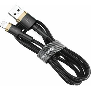 Baseus odolný nylonový kabel USB Lightning 2.4A 1M, zlatá + černá - CALKLF-BV1