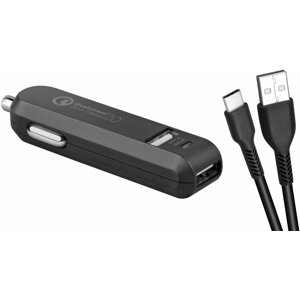 Avacom CarMAX 2 nabíječka do auta 2x Qualcomm Quick Charge 2.0 (USB-C kabel), černá - NACL-QC2XC-KK