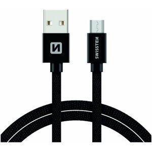 SWISSTEN textilní datový kabel USB A-B micro, 3m, černý - 71527300