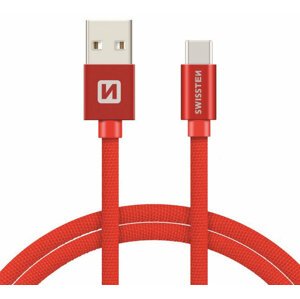 SWISSTEN textilní datový kabel USB 3.1 C/M - USB 2.0 A/M, 3m, červený - 71527901