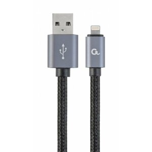 Gembird CABLEXPERT kabel USB 2.0 Lightning (IP5 a vyšší), opletený, 1,8m, černá - CCB-mUSB2B-AMLM-6