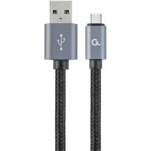 Gembird CABLEXPERT kabel USB 2.0 AM na Type-C kabel (AM/CM), 1,8m, opletený, černá - CCB-mUSB2B-AMCM-6