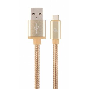 Gembird CABLEXPERT kabel USB 2.0 AM na Type-C kabel (AM/CM), 1,8m, opletený, zlatá - CCB-mUSB2B-AMCM-6-G