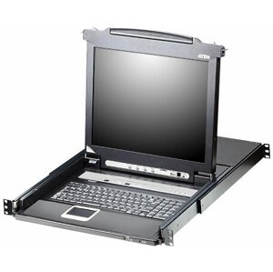 ATEN CL5708N - 8-portový KVM switch (PS/2, USB i VGA), 19" LCD, UK klávesnice - CL5708N-ATA-2XK06UG