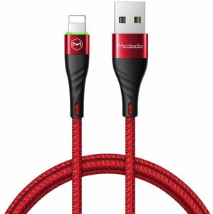 Mcdodo Peacock Lightning datový kabel s LED 1.2m, červená - CA-6351