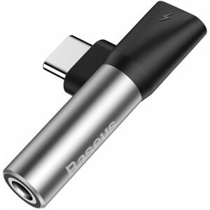 Baseus 90° adaptér USB-C/USB-C + 3.5mm jack, stříbrno/černá - CATL41-S1