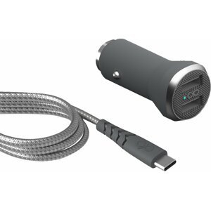 BigBen Force Power USB nabíječka do auta + kabel USB-C/USB-A, šedá - 8bFPCAC2PAAC1M2G