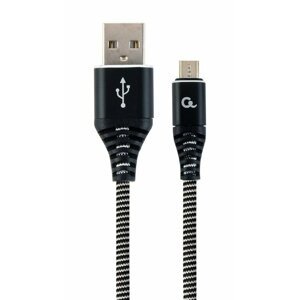 Gembird kabel CABLEXPERT USB-A - MicroUSB, M/M, opletený, PREMIUM QUALITY, 2m, černá/bílá - CC-USB2B-AMmBM-2M-BW