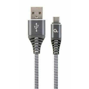 Gembird kabel CABLEXPERT USB-A - USB-C, M/M, PREMIUM QUALITY, opletený, 1m, šedá/bílá - CC-USB2B-AMCM-1M-WB2