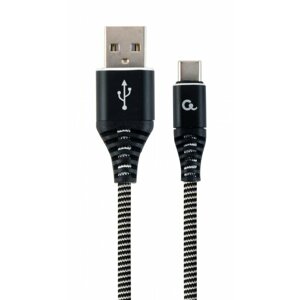 Gembird kabel CABLEXPERT USB-A - USB-C, M/M, PREMIUM QUALITY, opletený, 2m, černá/bílá - CC-USB2B-AMCM-2M-BW