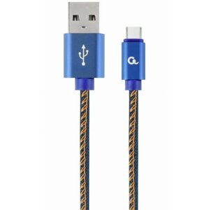 Gembird kabel CABLEXPERT USB-A - USB-C, M/M, PREMIUM QUALITY, opletený, 1m, jeans - CC-USB2J-AMCM-1M-BL