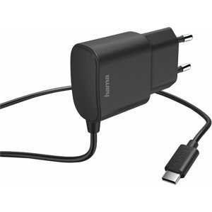 Hama síťová nabíječka s kabelem USB-C, 12W, černá - 183242