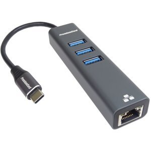 PremiumCord Adapter USB-C na Gigabit 10/100/1000Mbps + 3x USB3.0 konektor - ku31ether04
