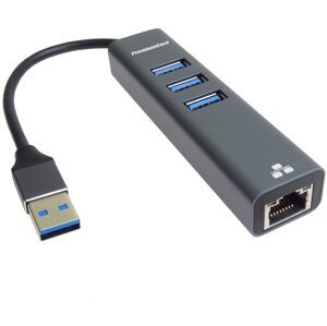 PremiumCord adaptér USB3.0 -> LAN RJ45 ETHERNET 10/100/1000 MBIT + 3x USB3.0 port - kuethernet7