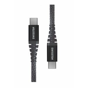 SWISSTEN odolný datový kabel USB-C - USB-C, 60W, kevlarový, 1.5m, černá - 71542010