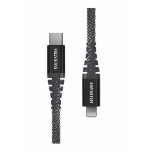SWISSTEN odolný datový kabel USB-C - Lightning, 60W, kevlarový, 1.5m, černá - 71544010