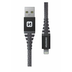 SWISSTEN odolný datový kabel USB-A - Lightning, 60W, kevlarový, 1.5m, černá - 71543010