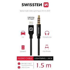 SWISSTEN audio adaptér Lightning - jack 3.5mm, 1.5m, černá - 73501213