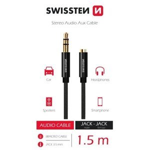 SWISSTEN audio prodlužovací kabel jack 3.5mm (M/F), 1.5m, černá - 73501102