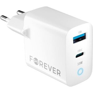 Forever síťová nabíječka TC-06-33AC, USB-C, USB-A, 33W, bílá - GSM171395