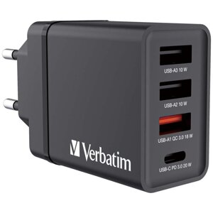Verbatim síťová nabíječka, 3x USB-A, USB-C, 30W, černá - 49700
