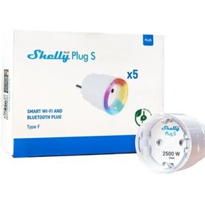 Shelly Plus Plug S, bílá, balení 4+1 ks - SHELLY-PLUS-PLUG-S-5PCS