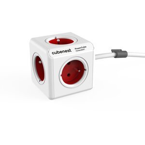 Cubenest PowerCube Extended prodlužovací přívod 1,5 m - 5ti zásuvka, červená - 6974699971276