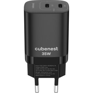 Cubenest síťová nabíječka S2D1, PD, 35W, 2x USB-C, černá - 6974699971375
