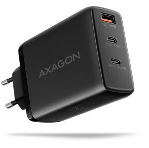AXAGON síťová GaN nabíječka ACU-DPQ100, 2x USB-C, USB-A, PD3.0/QC4+/PPS/Apple, 100W, černá - ACU-DPQ100