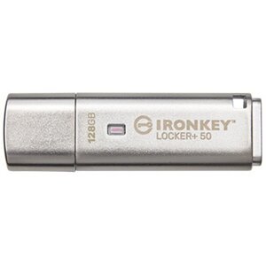 Kingston IronKey Locker+ 50, 128GB, stříbrná - IKLP50/128GB
