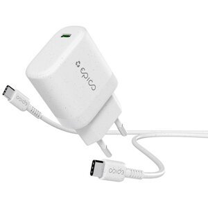 EPICO Resolve síťová nabíječka GaN, USB-C, 30W, bílá + USB-C kabel, 1.2m - 9915101100183