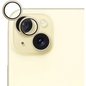 EPICO hliníkové tvrzené sklo na čočky fotoaparátu pro Apple iPhone 15 / 15 Plus, žlutá - 81112152400001