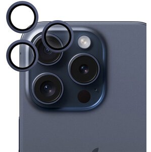 EPICO hliníkové tvrzené sklo na čočky fotoaparátu pro Apple iPhone 15 Pro / 15 Pro Max, modrý titan - 81312151600001