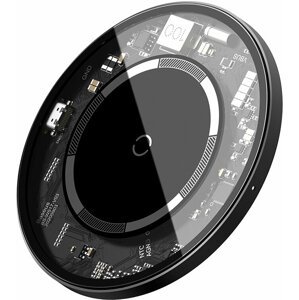 Baseus bezdrátová nabíječka Simple Magnetic, 15W, transparentní - WXJK-E02