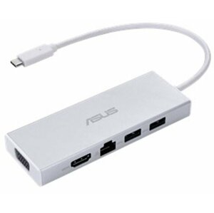 ASUS hub OS200, USB-C - 2xUSB-A 3.0, HDMI, VGA, RJ-45, bílá - 90XB067N-BDS000