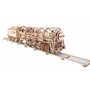 UGEARS stavebnice - Parní mašina s vagónem, mechanická, dřevěná - 70012