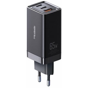 Mcdodo síťová nabíječka GaN Fast Mini, 2xUSB-C PD, USB-A QC 3.0, Super Fast Charging, 65W, černá - CH-7921