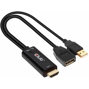 Club3D adaptér HDMI - DisplayPort 1.2, M/F, 4K@60Hz, aktivní, 25cm, černá - CAC-1331