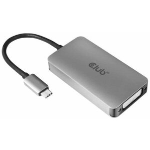 Club3D adaptér USB-C 3.2 Gen1 - DVI-D (Dual Link), M/F, aktivní, HDCP OFF, 24.5cm, stříbrná - CAC-1510-A