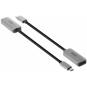Club3D adaptér USB-C - DisplayPort 1.4, M/F, 8K@60Hz, 22cm, stříbrná - CAC-1567
