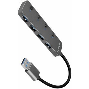 AXAGON switch hub USB-A 3.2 Gen1 - 4xUSB-A, 5Gbit/s, přepínací, 20cm, šedá - HUE-MSA