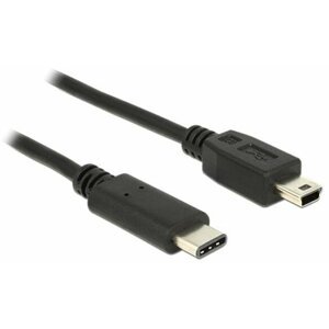 Delock propojovací kabel USB-C/M - USB 2.0 Mini B/M, 1m, černá - 83603