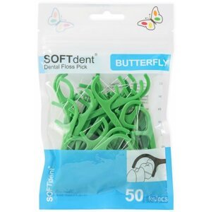SOFTdent® Butterfly deltální párátka, s nití, 50ks - 8594027315350