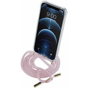 Cellularline zadní kryt s růžovou šňůrkou na krk pro Apple iPhone 12 Pro Max, transparentní - NECKCASEIPH12PRMP