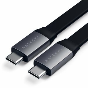 Satechi plochý kabel USB-C - USB-C Gen 2, 0.24m, šedá - ST-TCCFC