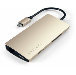 Satechi dockovací stanice USB-C, HDMI 4K, 3x USB 3.0, Micro SD, Ethernet V2, zlatá - ST-TCMA2G