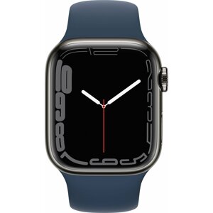 Apple Watch Series 7 Cellular, 41mm, Graphite, Stainless Steel, Abyss Blue Sport Band - MKJ13HC/A