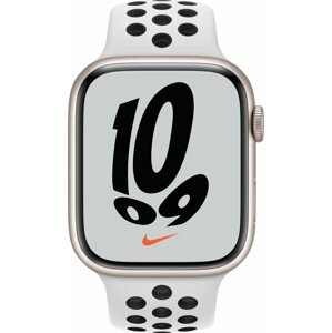Apple Watch Nike Series 7 Cellular 45mm, Starlight, Pure Platinum Black Sport Band - MKL43HC/A