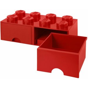 Úložný box LEGO, 2 šuplíky, velký (8), červená - 40061730
