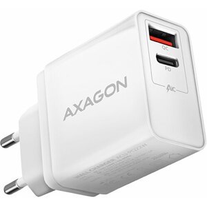 AXAGON síťová nabíječka PD & QUICK, USB-A, USB-C PD, 22W, bílá - ACU-PQ22W